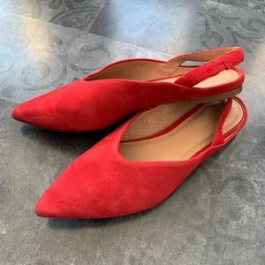 Halogen Red Leather Suede Flats